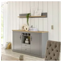 Lomadox Landhaus Sideboard mit Wandboard in grau mit Artisan