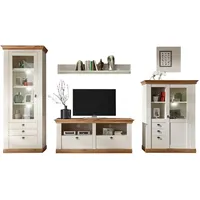 Furn.design Wohnwand "Hemsby" in weiß Eiche Wotan, Landhaus Schrankwand
