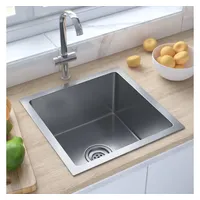 VidaXL Handgemachte Einbauspüle Wasserabfluss in X-Form Küchenspüle Edelstahlspüle Spülbecken