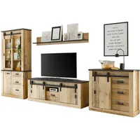 Furn.design Wohnwand "Stove" in Used Wood anthrazit Wohnkombination 4-teilig