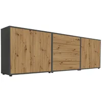 BMG Möbel Sideboard Mailand Set 5 Anthrazit/Eiche