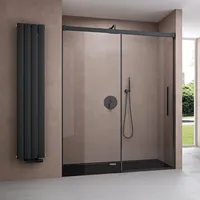 Doporro Duschtür Nischentür dusche 150x195cm Duschwand schwarz ESG-Sicherheitsglas Duschabtrennung