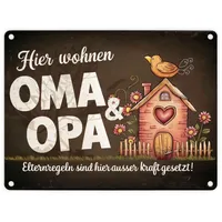 Speecheese Hier wohnen Oma und Opa - Metallschild in