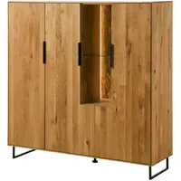 MASSIVMOEBEL24.DE Highboard 142 x 43 x 145 cm Braun/Schwarz