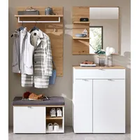 Lomadox Garderoben Set 4-teilig mit Schuhschrank weiß matt mit