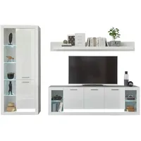 Furn.design Wohnwand "Ladis" in weiß Hochglanz Schrankwand 298 x