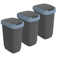 Rotho Twist 3er-Set Mülleimer 25l mit Deckel, Kunststoff (PP)