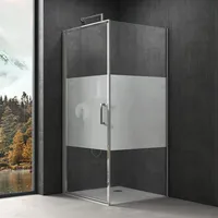 SoGood doporro Eck-Duschkabine 80x90x195cm Eckdusche ESG-Sicherheitsglas Milchglas Streifen inkl.