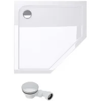 Doporro - Duschtasse Duschwanne Faro5W 100x100x4 flach inkl. Ablaufgarnitur