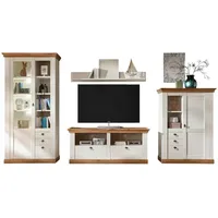 Furn.design Wohnwand Hemsby in weiß Pinie und Eiche Wotan