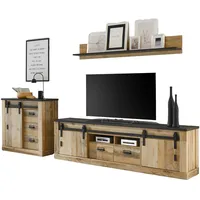 Furn.design Wohnwand "Stove" 3-teilig in Used Wood anthrazit XL