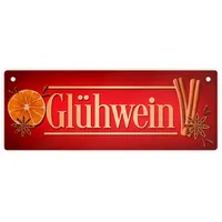 Speecheese Glühwein Metallschild L in 10,5x28cm in rot