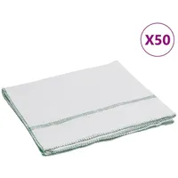 VidaXL Reinigungstücher 50 Stk. Weiß mit Grünen Gestreift 50x60