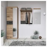 Lomadox Garderoben-Set RIBERA-129, (Spar-Set, 2-St., Hochschrank Wandpaneel Spiegel Sitzbank),
