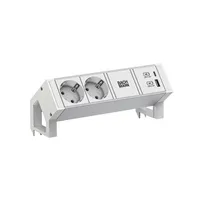 Bachmann DESK2 ALU WHITE 2xCEE7/3 1xUSB A/C 22W 0,2m