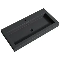 Doporro Waschbecken 100x48x10cm Aufsatzwaschbecken matt Anthrazit aus Mineralguss Gussmarmor