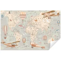 WallArena Fototapete Kinder Weltkarte - Inklusive Kleber - Design