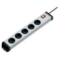 EHMANN 100001 Universal Steckdosenleiste 5-fach plus, silber-schwarz