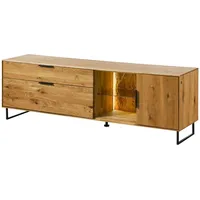 MASSIVMOEBEL24.DE Lowboard Wildeiche mit Holztür 180x43x59 natur geölt LINDAU