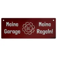 Speecheese Meine Garage, Meine Regeln Metallschild in 7,5x20cm Türschild