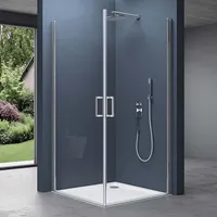 SoGood doporro Eck-Duschkabine Eckdusche 75x70x195cm Duschabtrennung ESG-Sicherheitsglas Klarglas inkl.