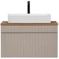 Lomadox - Waschtisch Unterschrank 80 Cm Keramik Aufsatzwaschbecken Kaschmir