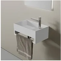 Bernstein Wandwaschbecken Bernstein PB2077 Mineralguss 50x30x20cm Weiß matt mit