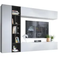 Mirjan24 Wohnwand, Weiß, Holzwerkstoff, 224x160x33 cm, Wohnzimmer, Wohnwände, Anbauwände