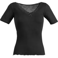 NINA VON C. Seide, Spitze, Wolle, Feinripp Unterhemd, 1/2-Arm