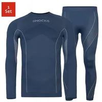 SNOCKS Thermounterwäsche Herren mit Daumenloch | Dunkelblau | 2XL