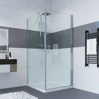 IMPTS Duschkabine Eckeinstieg Dusche 180° Falttür Duschwand Duschabtrennung 6mm