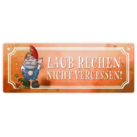Speecheese Laub rechen nicht vergessen Metallschild L in 10,5x28cm