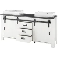 Furn.design Doppelwaschtisch "Stove" weiß Pinie anthrazit Set inkl. 2x