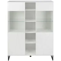 VCM ebuy24 Akai Vitrinenschrank 2 Türen weiß Hochglanz.