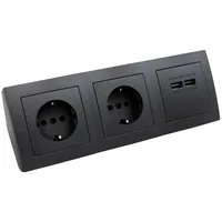 McPower FLAIR anthrazit matt 2-fach Schutzkontakt | 2x USB