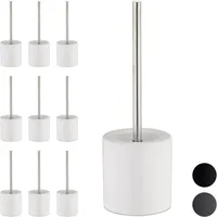 Relaxdays 10 x Wc Garnitur Keramik weiß Weiß,Silber