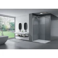 Bernstein Duschabtrennung Walk-In EX101 Nano Echtglas 10mm Milchglas-Streifen 140cm