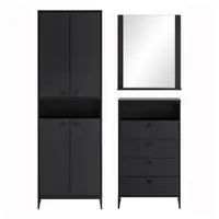 Lomadox Garderoben Set inkl. Schuhschrank JULBACH-80 in Schwarzmatt, B/H/T: