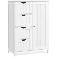 VASAGLE Badmöbel-Set Badezimmerschrank 4 Schubladen, verstellbare Ablage LHCDE042W01