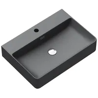 Doporro Keramik Waschbecken 60x42x12cm Handwaschbecken Anthrazit matt Waschtisch Waschplatz