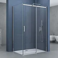 Doporro Eckdusche 75x120x195cm chrom Eck-Duschkabine Duschabtrennung ESG-Sicherheitsglas Klarglas inkl.