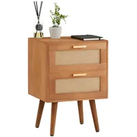 CARO-Möbel Nachttisch braun, Holz Paulownia Vintage, 40x57x36 cm, Schlafzimmer,