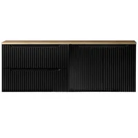 Lomadox - Doppelwaschtisch-Unterschrank 160cm, in schwarz mit Eiche, NEWPORT-56-BLACK