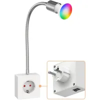 Ledscom.de Steckdosenlampe LESCH Leselampe, chrom/weiß inkl. Smart Home GU10