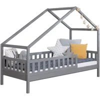 TICAA TiCAA Hausbett Bodenbett wandelbar mit asymmetrischem Dach "Lou"