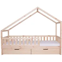 TICAA TiCAA Hausbett Bodenbett wandelbar mit asymmetrischem Dach "Lou"