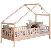 TICAA TiCAA Hausbett Bodenbett wandelbar mit asymmetrischem Dach "Lou"