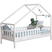 TICAA TiCAA Hausbett Bodenbett wandelbar mit asymmetrischem Dach "Lou"