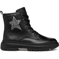 GEOX J KIDDARTAH Girl A Ankle Boot, Black/DK Silver,