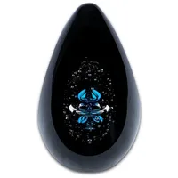 Levandeo Design Glas Skulptur H15cm Schwarz Blau Kunst Unikat